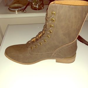 Brown combat boots